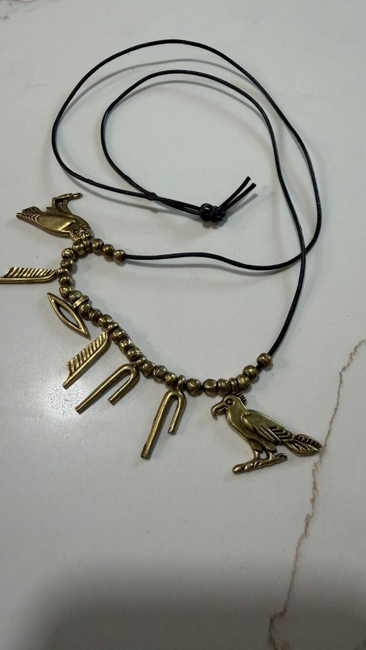 MMA Metropolitan Museum Art Vtg Owl Falcon Quail amulet charm necklace